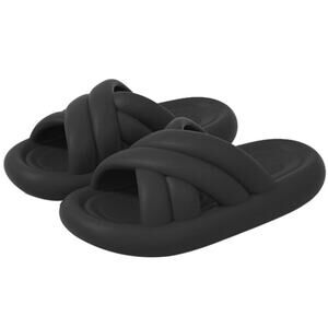 Foam walk, cloud, crisscross, puffy slide sandal - Black - 7